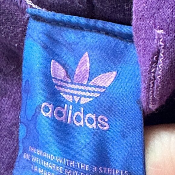 Adidas upcycled Sweatshirt Patchwork Jigsaw Puzzle Size Large Pink Purple Hoodie - Picture 8 of 10